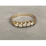 9ct Yellow Gold Half Eternity Diamond Ring - Featuring 5 Clean Stones with an approximate weight