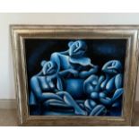 Oil on Canvas Modernist depiction of the female figures signed by OMPENE