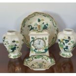 Mason’s Chartreuse pattern collection of 6 items including mantle clock