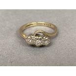 9ct Gold two tone fancy trilogy diamond ring - weighing 2.24 grams - size J