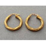 9ct gold rope hoop earrings (1g)