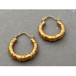 9ct gold Bamboo hoop earrings (1.3G)