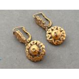 9ct gold fancy design drop earrings with white stones (2.5g)