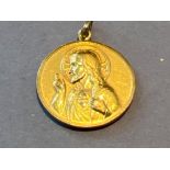 18ct gold double sided Jesus and Virgin Mary pendant (5.8g)
