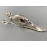 A silver plated duck head document clip, weight 107.35 grams