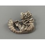 A silver Cheshire cat brooch, weight 7.06 grams