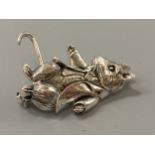 A silver Beatrix Potter character brooch, weight 6.17 grams