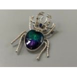 A silver beetle brooch, weight 9.91 grams