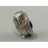 A silver owl pincushion, weight 19.50 grams