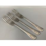 3x silver dinner forks hallmarked Sheffield 1927, weight 245 grams