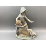 Lladro 5033 ‘Girl Boy and Goose’ by J. Huerta in good condition