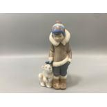 Lladro 5238 ‘Skimo boy with pet’ by J. Huerta in good condition