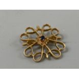 9ct gold and sapphire brooch with Fancy design, weight 2.32 grams