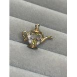 9ct Yellow Gold Fully Hallmarked Crystal Teapot Charm Weighing 2.67 grams