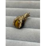 9ct Yellow Gold Eagle Claw & Tigers Eye Charm Weighing 5.55 grams