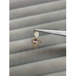 9ct Yellow Gold White & Pink Crystal Moveable Figure Charm Weighing 0.48 grams