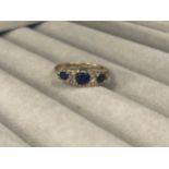 9ct Gold fully hallmarked Three Stone Sapphire Ring weighing 2.2 grams Size M
