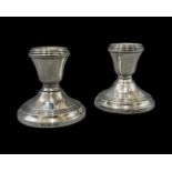 2x silver hallmarked Birmingham 1971 candle holders, combined weight 96.38 grams, 5cm in height