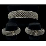 Silver and marcasite hinged bangle, weight 27.68 grams