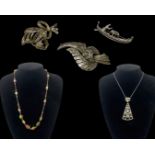 Nice lot of costume jewellery to include marcasite brooches etc