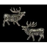 Silver figure in the shape of a rutting stag, weight 14.15 grams