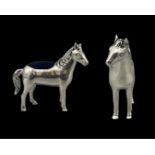 Well cast silver horse pincushion, weight 17.89 grams