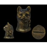 Brass cased vesta in the form of a cat, weighing 24.21 grams