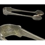 Antique silver hallmarked London 1900 sugar tongs, weight 26.86 grams