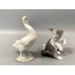 2x Lladro figures to include Duck and Cat in good condition