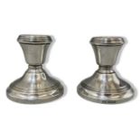 2 x silver hallmarked Birmingham 1971, candle holders, combined weight 96.38 grams, 5cm in height