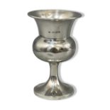Silver, hallmarked Birmingham 1934, small engraved trophy, weighing 45.83 grams 9.5cm in height