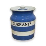 Vintage T.G.Green & Co Limited Cornishware 'currants' jar