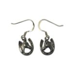 Pair of silver horseshoe earrings, weighing 2.36 grams