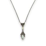 Substantial silver and opal panelled Art Deco style necklace, measuring 26cm in length, weighing 8.