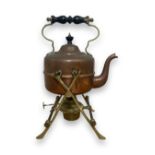 Antique copper and brass kettle, with stand