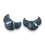 Pair of silver and plique-a-jour earrings, weighing 5.03 grams