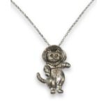 Silver Thomas kitten pendant necklace, chain measuring approximately 23cm, weighing 9.35 grams