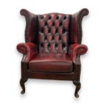Ox-Blood Chesterfield wingback chair