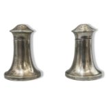 Silver, hallmarked Birmingham 1935, salt and pepper shakers, combined weight 79.52 grams and 6.5cm