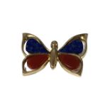 9ct Gold Sheffield 1976 butterfly lapis and carnelian pendant weighing 3.22 grams