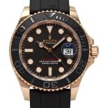 Rolex 2022 Yacht-Master Rose gold 40mm on black rubber strap, full set with box, card, swing tag and