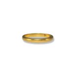 22ct yellow gold band ring weighing 2.66 grams and is a size J 1/2