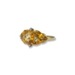 9ct yellow gold citrine and diamond ring weighing 2.98 grams size P