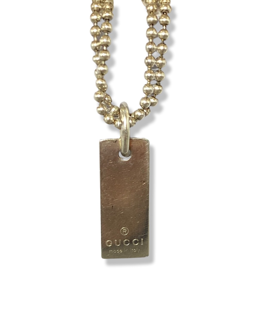 Gucci silver Dog Tag Bracelet On a Ball Link Chain weighing 11.15 grams and measuring 19cm in length - Image 2 of 2