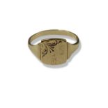 9ct yellow gold signet ring with initials JC weighing 1.35 grams size J 1/2