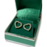 Pair of silver and CZ heart stud earrings weighing 2.23 grams