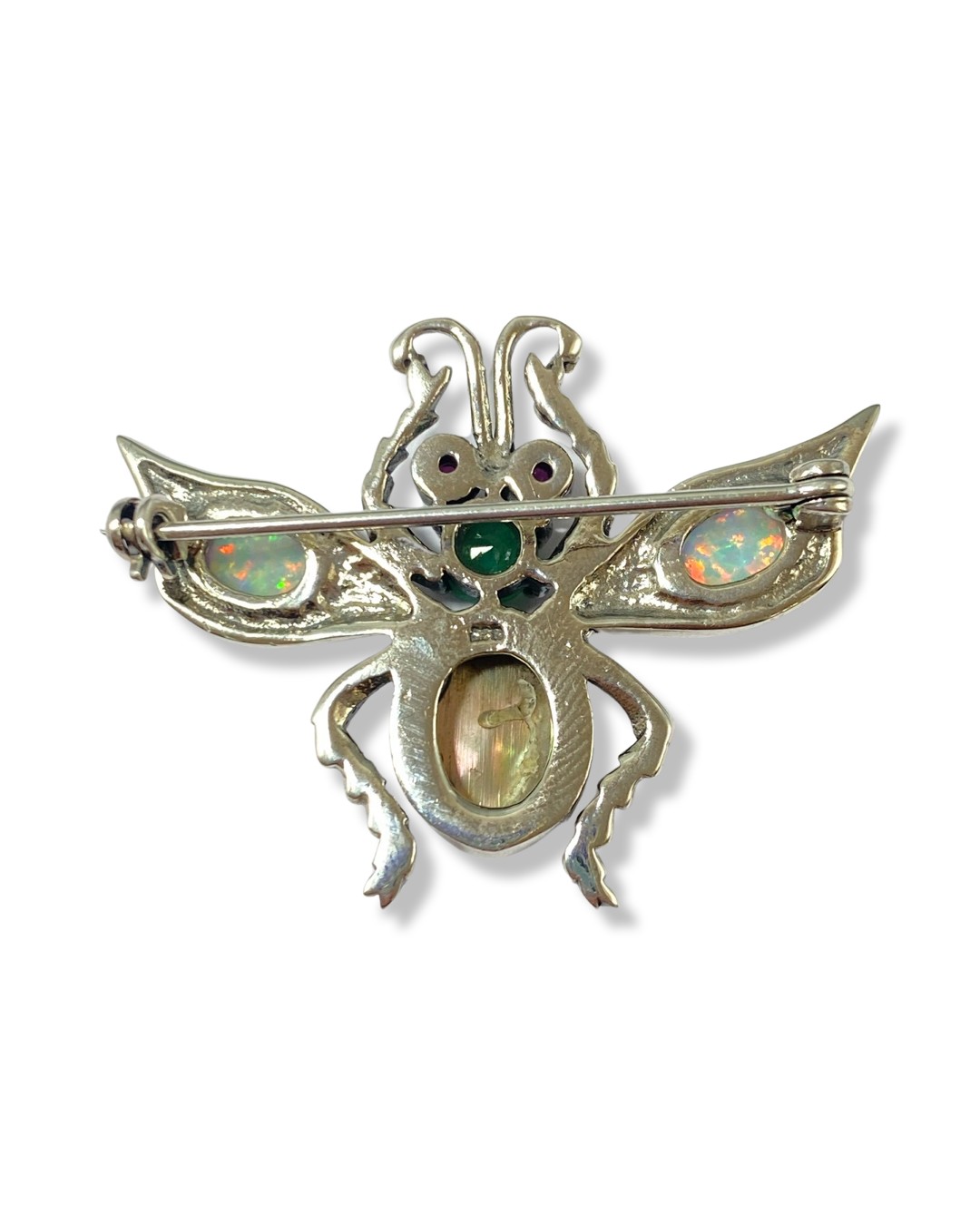 Silver bug brooch comprising of multiple stones throughout including opals weighing 7.87 grams - Image 2 of 2