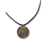 Gucci silver G pendant on a fabric rope chain weighing 16.68 grams and measuring 43cm in length
