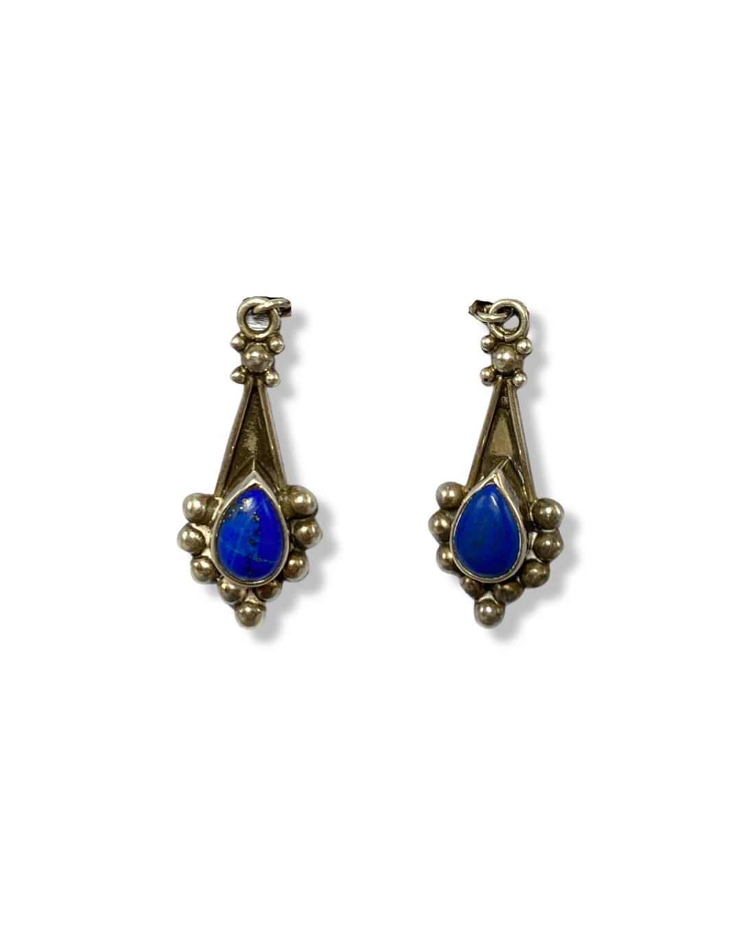 Pair of Silver and amber stud earrings weighing 1.14 grams and a pair of silver and Lapis Lazuli - Image 2 of 3