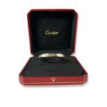 Cartier 18ct white gold and diamond love bangle size 15 with original box and papers - the box has